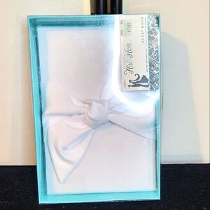 CLASSIC QUIET LUXURY ALL WHITE WEDDING PARTY GUEST BOOK WITH LARGE BOW NIB